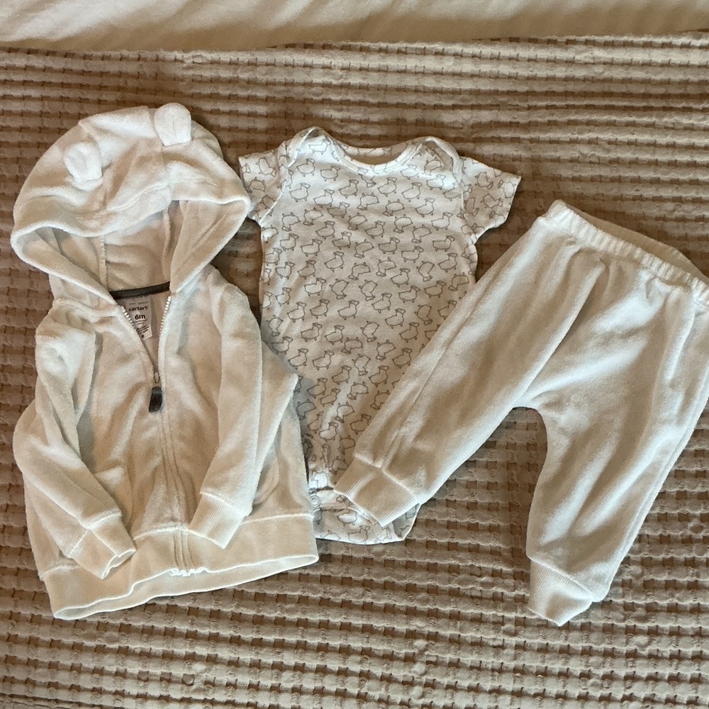 Carter's 3 Piece Sheep Zip Hoodie/Sweatpant Set - 6 M